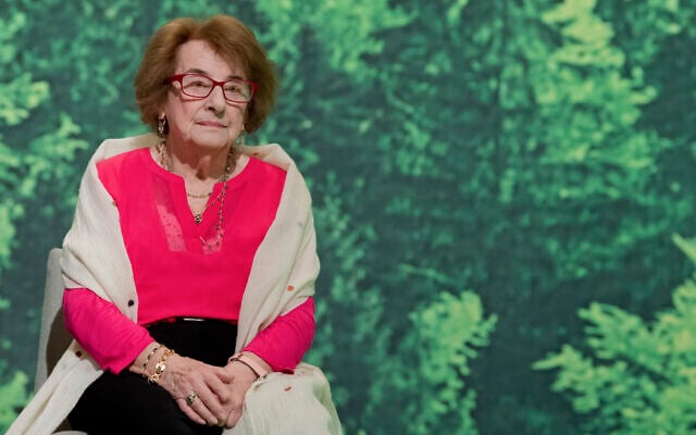 Holocaust survivor Hanni Levy at an extraordinary party convention in Hanover, Germany, January 1, 2018. (Julian Stratenschulte/dpa via AP) Holocaust survivor Hanni Levy at an extraordinary party convention in Hanover, Germany, January 1, 2018. (Julian Stratenschulte/dpa via AP)