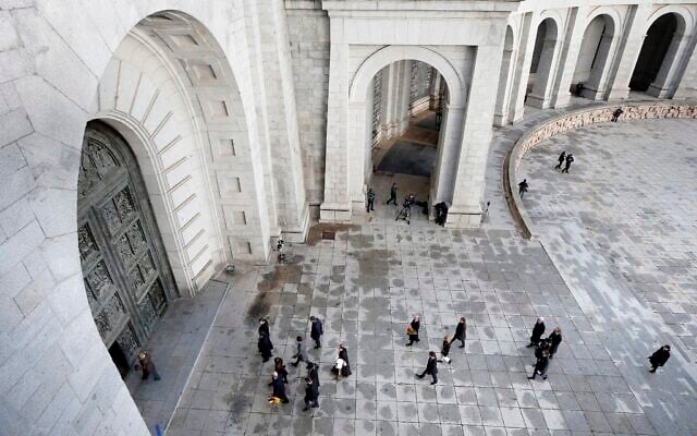 Relatives of Spanish dictator General Francisco Franco arrive at the Valley of the Fallen mausoleum near El Escorial, outskirts of Madrid, Spain, October 24, 2019. (AP Photo/Emilio Naranjo, Pool) Relatives of Spanish dictator General Francisco Franco arrive at the Valley of the Fallen mausoleum near El Escorial, outskirts of Madrid, Spain, October 24, 2019. (AP Photo/Emilio Naranjo, Pool)