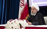 Iranian President Hassan Rouhani speaks during a news conference, in New York, September 26, 2019. (Mary Altaffer/AP)