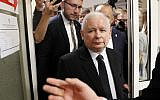 The ruling party leader Jaroslaw Kaczynski leaves polling station after his vote in Warsaw, Poland, Sunday, Oct. 13, 2019 (AP Photo/Darko Bandic)