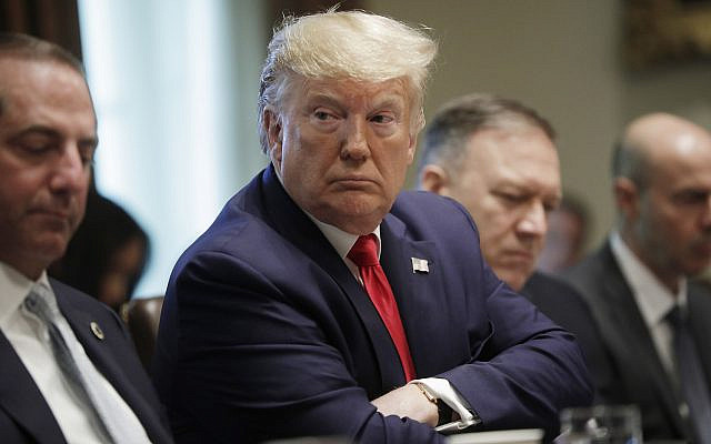 US President Donald Trump speaks during a Cabinet meeting in the Cabinet Room of the White House, Oct. 21, 2019, in Washington (AP Photo/Pablo Martinez Monsivais)