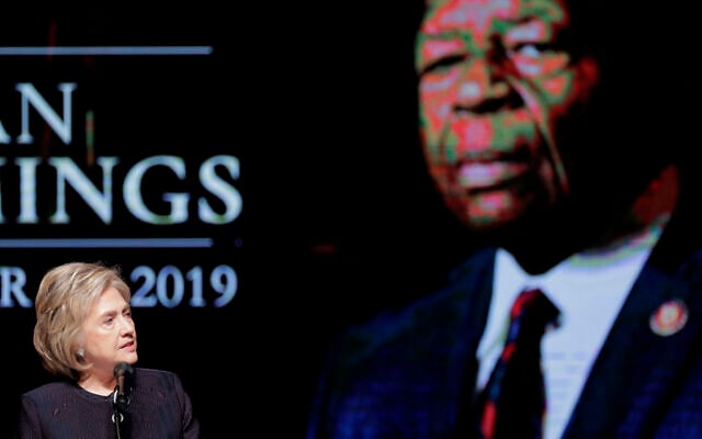Former Secretary of State Hillary Clinton speaks during funeral services for Rep. Elijah Cummings, Oct. 25, 2019, in Baltimore (AP Photo/Julio Cortez, Pool) Former Secretary of State Hillary Clinton speaks during funeral services for Rep. Elijah Cummings, Oct. 25, 2019, in Baltimore (AP Photo/Julio Cortez, Pool)