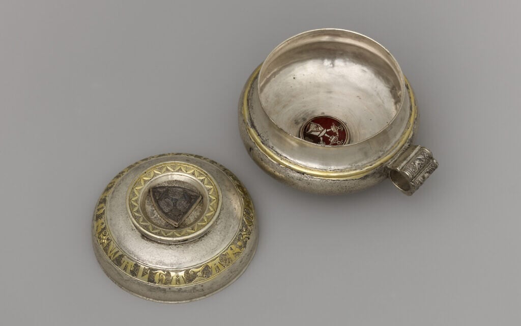 Double cup, possibly Prague, second quarter 14th century. Silver, gilded silver, and opaque enamel. (The Metropolitan Museum of Art, New York, The Cloisters Collection)