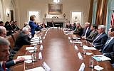 An image tweeted on October 16, 2019 by US President Donald Trump showing a confrontation with Speaker of the House Nancy Pelosi. (Twitter)