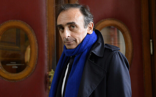 French journalist and writer Eric Zemmour arrives at the Criminal Court in Paris on November 6, 2015, where he was prosecuted for incitement to racial hatred, November 6, 2015. (Bertrand Guay/AFP/Getty Images via JTA) French journalist and writer Eric Zemmour arrives at the Criminal Court in Paris on November 6, 2015, where he was prosecuted for incitement to racial hatred, November 6, 2015. (Bertrand Guay/AFP/Getty Images via JTA)