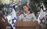 IDF Chief of Staff Aviv Kohavi speaks during an event honoring outstanding IDF reservists, at the President's Residence in Jerusalem, on July 1, 2019. (Hadas Parush/Flash90)
