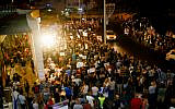 Illustrative: Protests near the home of Attorney General Avichai Mandelblit in Petah Tikva on August 17, 2019 (Roy Alima/Flash90)