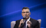 Senior Likud party lawmaker MK Gideon Sa'ar speaks during the conference of the Israeli Television News Company in Tel Aviv on September 5, 2019. (Hadas Parush/Flash90)