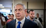Prime Minister Benjamin Netanyahu gives a press statement in the Knesset on September 15, 2019, a few days before the Israeli elections. (Yonatan Sindel/Flash90)