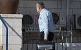 Attorney General Avichai Mandelblit arrives at the Justice Ministry in Jerusalem for the hearing on the corruption cases in which Prime Minister Benjamin Netanyahu is a suspect, on October 2, 2019. (Noam Revkin Fenton/Flash90).