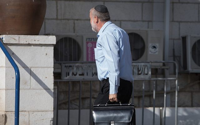Attorney General Avichai Mandelblit arrives at the Justice Ministry in Jerusalem for the hearing on the corruption cases in which Prime Minister Benjamin Netanyahu is a suspect, on October 2, 2019. (Noam Revkin Fenton/Flash90). Attorney General Avichai Mandelblit arrives at the Justice Ministry in Jerusalem for the hearing on the corruption cases in which Prime Minister Benjamin Netanyahu is a suspect, on October 2, 2019. (Noam Revkin Fenton/Flash90).