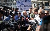 Prime Minister Benjamin Netanyahu's attorney Ram Caspi arrives at the Justice Ministry in Jerusalem for a pre-indictment hearing on the prime minister's corruption investigations, on October 2, 2019. (Noam Revkin Fenton/Flash90)
