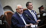 President Reuven Rivlin speaks at the swearing-in of the 22nd Knesset on October 3, 2019. (Hadas Parush/Flash90)