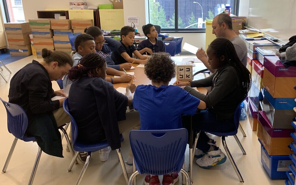Illustrative: Students in class at harlem Hebrew Academy. (Cathryn J. Prince/ Times of Israel)