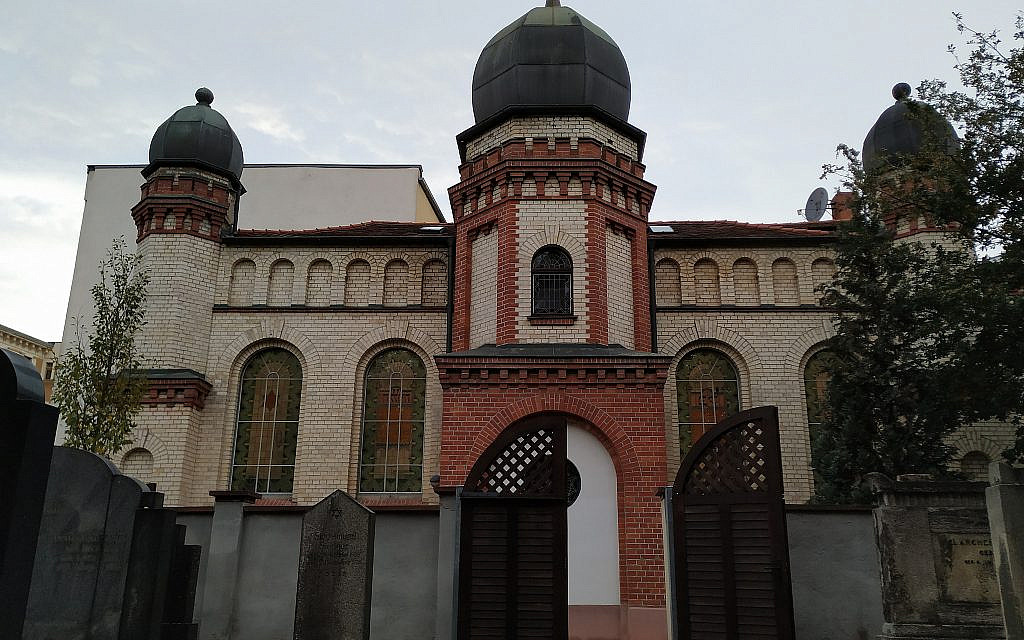 Halle, Germany's synagogue, October 11, 2019. (Yaakov Schwartz/ Times of Israel)