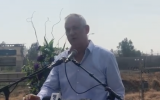 Blue and White leader Benny Gantz speaks near the Jordan Border, October 18, 2019 (Facebook screenshot)