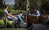 Illustrative: Students on the University of Haifa campus, April 11, 2016. (Hadas Parush/Flash90)