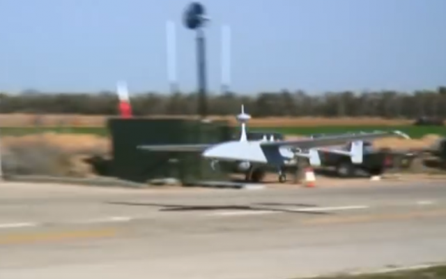 Screen capture from video of an Aerostar Tactical UAS. (YouTube)