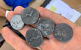 Rare coin from the era of Alexander the Great caught at Kerem Shalom Crossing in October 2019. (Defense Ministry)
