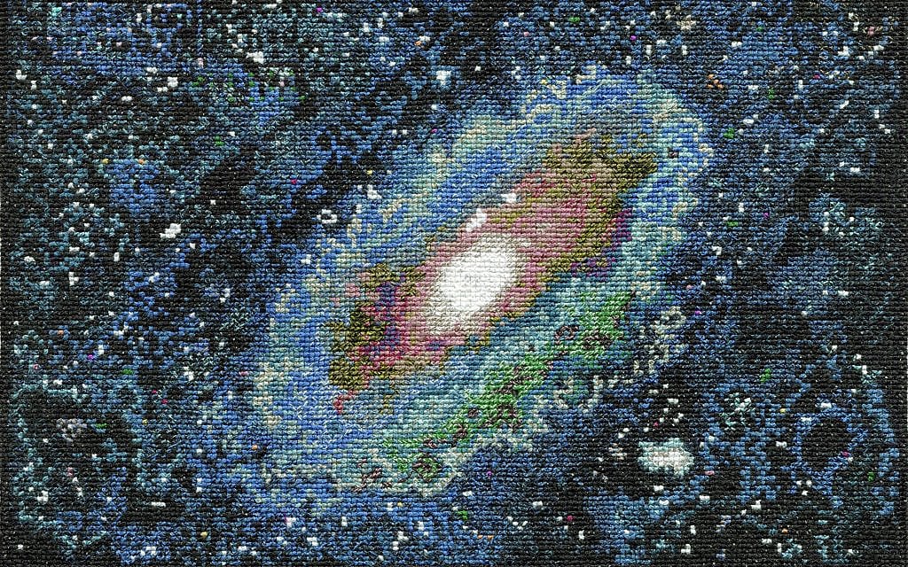 Detail of Torah Stitch by Stitch tapestry, Galaxy by Sandi Leibovici (Courtesy of Torah Stitch by Stitch project)