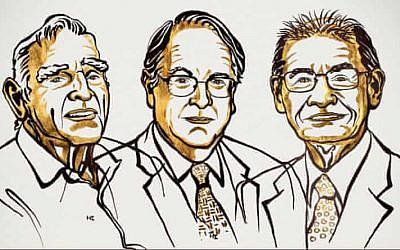 (From left) John B Goodenough, M Stanley Whittingham and Akira Yoshino, winners of the Nobel Prize in chemistry for 2019. (Niklas Elmehed/Royal Swedish Academy of Sciences)