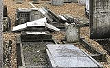 The aftermath of vandalism at the Jewish cemetery in Rochester, UK, in late September 2019. (Dalia Halpern-Matthews via JTA)