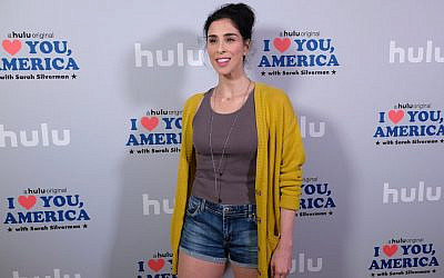 Sarah Silverman at a photo op for Hulu's "I Love You America" at the Chateau Marmont in Los Angeles, Oct. 11, 2017. (Alberto E. Rodriguez/Getty Images via JTA)