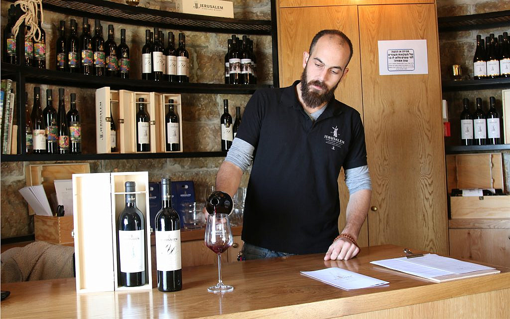 The Jerusalem Winery tasting room, housed in Mishkenot Sha’ananim's historical windmill. (Shmuel Bar-Am)