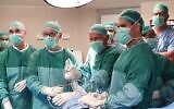 Surgeons at Israel's Yitzhak Shamir Medical Center, formerly the Assaf Harofeh hospital, performing the artificial meniscus implant on November 11, 2019. (Courtesy)