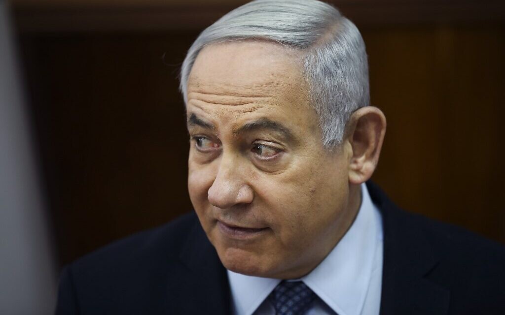 Prime Minister Benjamin Netanyahu chairs the weekly cabinet meeting at his office in Jerusalem on November 3, 2019. (Oded Balilty/ Pool/AFP) Prime Minister Benjamin Netanyahu chairs the weekly cabinet meeting at his office in Jerusalem on November 3, 2019. (Oded Balilty/ Pool/AFP)