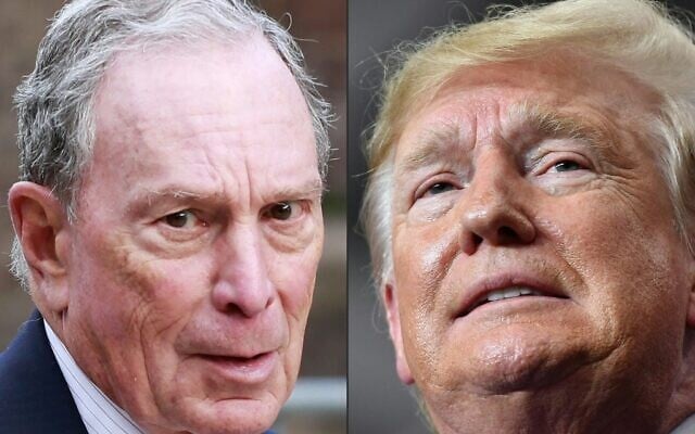 This combination of pictures created on November 8, 2019 shows a file photo taken on May 15, 2019 of Michael Bloomberg, left, arriving to the opening celebration of the Statue of Liberty Museum on Liberty Island at the Statue Cruises Terminal in Battery Park in New York and a file photo taken on November 6, 2019 of US President Donald Trump speaking during a rally at the Monroe Civic Center in Monroe, Louisiana. (Kena Betancur and Mandel Ngan/AFP) This combination of pictures created on November 8, 2019 shows a file photo taken on May 15, 2019 of Michael Bloomberg, left, arriving to the opening celebration of the Statue of Liberty Museum on Liberty Island at the Statue Cruises Terminal in Battery Park in New York and a file photo taken on November 6, 2019 of US President Donald Trump speaking during a rally at the Monroe Civic Center in Monroe, Louisiana. (Kena Betancur and Mandel Ngan/AFP)