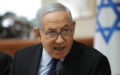 Prime Minister Benjamin Netanyahu chairs the weekly cabinet meeting at his office in Jerusalem, on November 10, 2019. (Photo by Abir SULTAN / POOL / AFP)