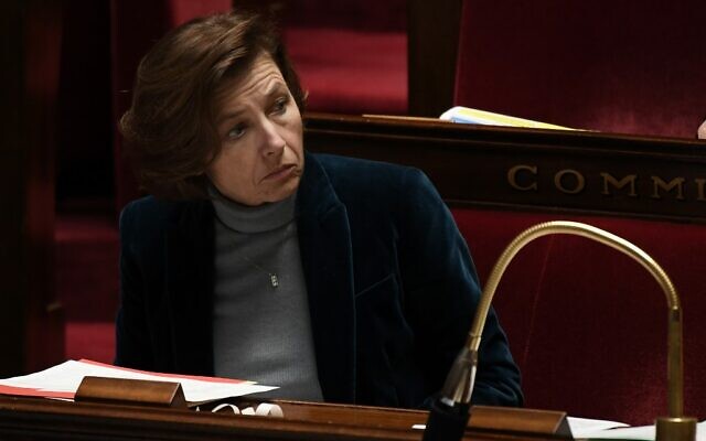 French Defense Minister Florence Parly at the French National Assembly in Paris, November 19, 2019. (Philippe Lopez/AFP) French Defense Minister Florence Parly at the French National Assembly in Paris, November 19, 2019. (Philippe Lopez/AFP)