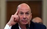 US Ambassador to the European Union Gordon Sondland testifies during the House Intelligence Committee hearing as part of the impeachment inquiry into US President Donald Trump on Capitol Hill in Washington, DC, November 20, 2019. (Andrew CABALLERO-REYNOLDS/AFP)