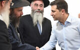 Illustrative: Ukrainian President Vlodymyr Zelensky meets with rabbis in Kyiv, May 6, 2019. (Courtesy of the Jewish Community of Kharkov/via JTA)