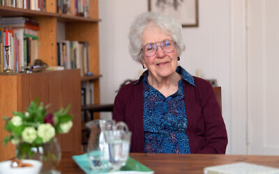 Laureen Nussbaum, friend of Anne Frank, in Berlin on May 9, 2019, during a German media interview about the newly published book 'Anne Frank - Liebe Kitty.' (Photo by Soeren Stache/picture alliance via Getty Images/via JTA)