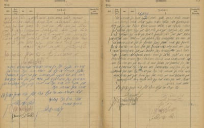 A ledger From Bergen-Belsen's Rabbinical Court for 'chained' spouses in wake of the Holocaust (Kedem Auction House)