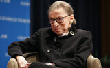 Supreme Court Justice Ruth Bader Ginsberg attends a panel with former US president Bill Clinton and former secretary of state Hillary Clinton, October 30, 2019, at Georgetown Law's second annual Ruth Bader Ginsburg Lecture, in Washington. (AP Photo/Jacquelyn Martin)