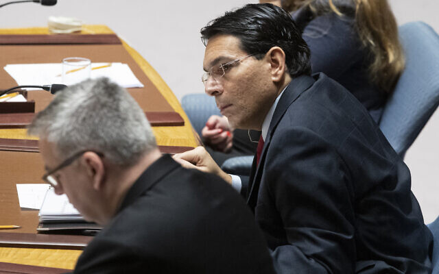 Israeli Ambassador to the United Nations Danny Danon listens to speakers during a meeting on the Middle East, including the Palestinian question, Wednesday, Nov. 20, 2019 at United Nations headquarters. (AP Photo/Mary Altaffer) Israeli Ambassador to the United Nations Danny Danon listens to speakers during a meeting on the Middle East, including the Palestinian question, Wednesday, Nov. 20, 2019 at United Nations headquarters. (AP Photo/Mary Altaffer)