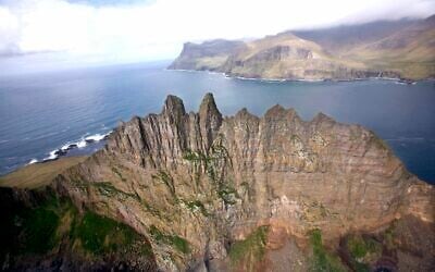 An aerial view of Tindholmur islet off of Vagar Island in the Faroe Islands, May 25, 2007 (AP Photo/John McConnico)