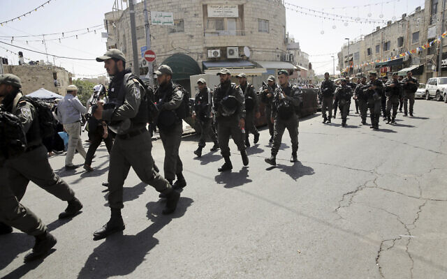 Illustrative. Israeli Border Police in East Jerusalem, on May 18, 2018. (AP/Mahmoud Illean/File)