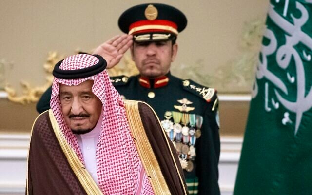 Saudi Arabia's King Salman attends the official welcome ceremony for Russian President Vladimir Putin in Riyadh, Saudi Arabia,, October 14, 2019. (AP Photo/Alexander Zemlianichenko, Pool) Saudi Arabia's King Salman attends the official welcome ceremony for Russian President Vladimir Putin in Riyadh, Saudi Arabia,, October 14, 2019. (AP Photo/Alexander Zemlianichenko, Pool)