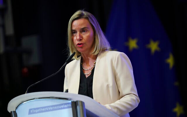European Union foreign policy chief Federica Mogherini in Brussels, October 28, 2019. (Francisco Seco/AP) European Union foreign policy chief Federica Mogherini in Brussels, October 28, 2019. (Francisco Seco/AP)