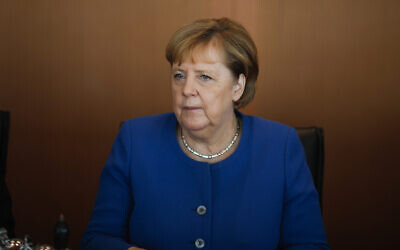 German Chancellor Angela Merkel attends the weekly cabinet meeting at the chancellery in Berlin, Germany, October 30, 2019. (Markus Schreiber/AP)