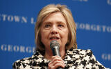 File: Former Secretary of State Hillary Clinton speaks, Wednesday, Oct. 30, 2019, at Georgetown Law's second annual Ruth Bader Ginsburg Lecture, in Washington. (AP Photo/Jacquelyn Martin)