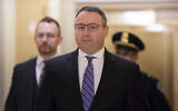 Former National Security Council Director for European Affairs Lt. Col. Alexander Vindman returns to the Capitol to review transcripts of his testimony in the impeachment inquiry of US President Donald Trump, in Washington, Nov. 7, 2019. (AP Photo/J. Scott Applewhite)