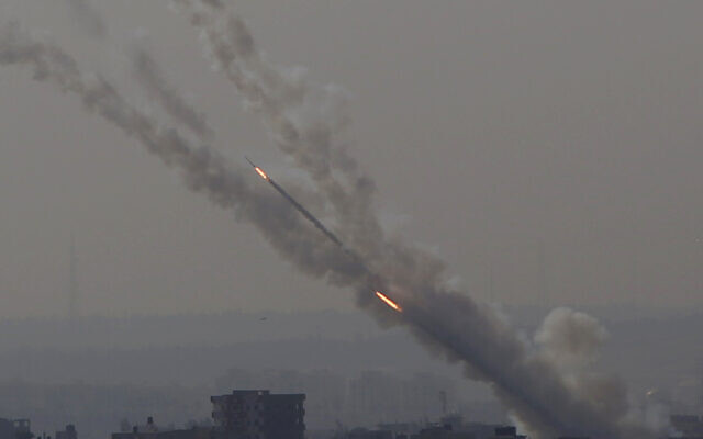Rockets are launched from Gaza Strip to Israel, Tuesday, November 12, 2019. (AP Photo/Hatem Moussa) Rockets are launched from Gaza Strip to Israel, Tuesday, November 12, 2019. (AP Photo/Hatem Moussa)