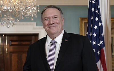 Secretary of State Mike Pompeo smiles during a meeting with Foreign Minister Abdullah bin Zayed bin Sultan Al Nahyan of the United Arab Emirates, at the State Department in Washington on November 22, 2019. (AP/J. Scott Applewhite) Secretary of State Mike Pompeo smiles during a meeting with Foreign Minister Abdullah bin Zayed bin Sultan Al Nahyan of the United Arab Emirates, at the State Department in Washington on November 22, 2019. (AP/J. Scott Applewhite)