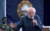 Democratic presidential candidate Sen. Bernie Sanders, Independent-Vermont, speaks during a campaign stop, in Franklin, New Hampshire, November 23, 2019. (Mary Schwalm/AP)