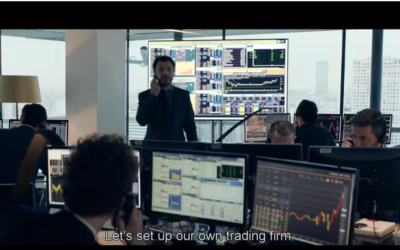 A screenshot from the trailer of the French feature film "Carbone" (2017), a fictionalized account of the Carbon-VAT scam. The screenshot shows several alleged French-Israeli scammers running a scam from offices in Tel Aviv (Screenshot)